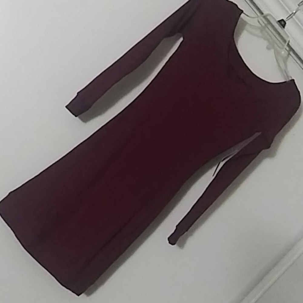 Red VNeck Knee Length Dress